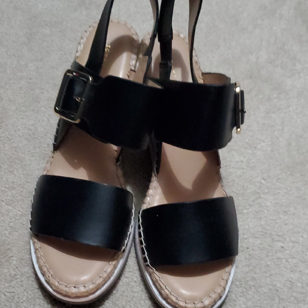 Tommy Hilfiger Black Leather Sandals